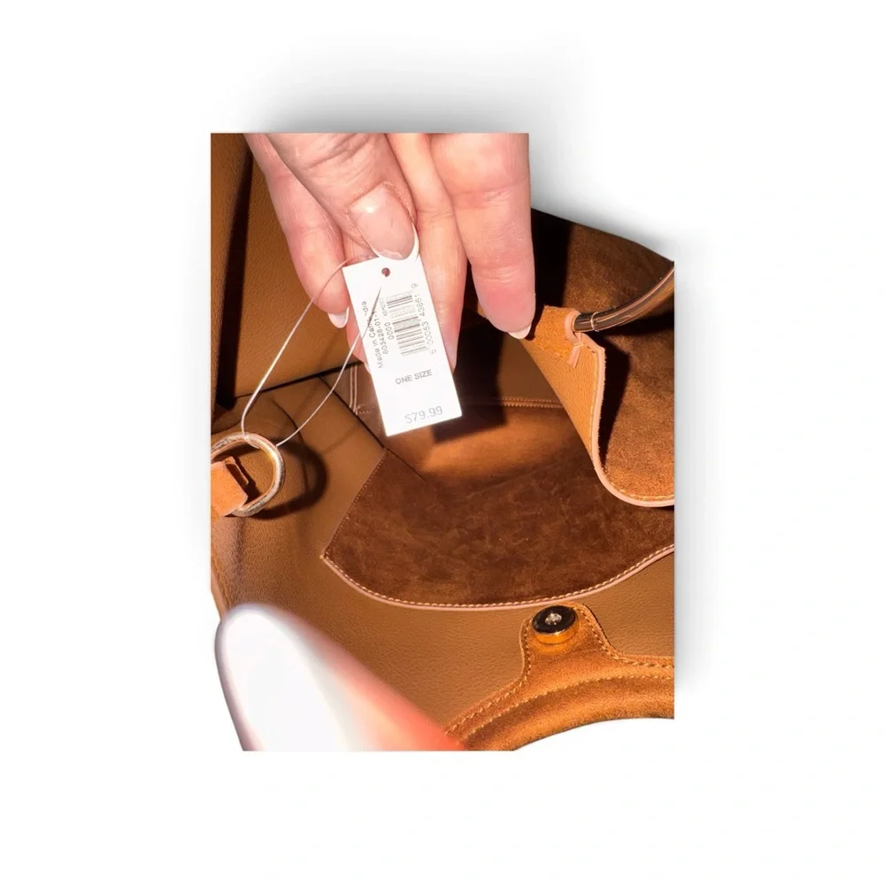 Banana Republic Chestnut Suede Satchel with Gold Ring Handles